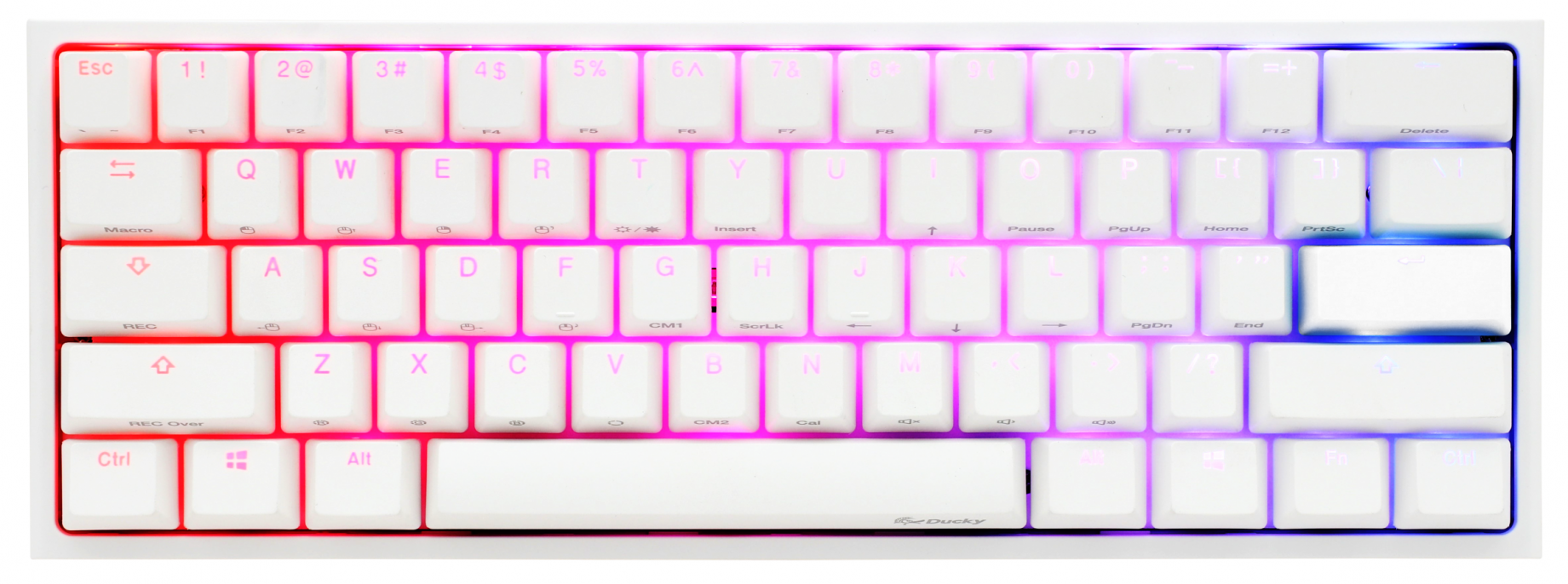 teclado_gamer_ducky_one_2_mini_pure_white_rgb_cherry_brown_rgb_double_shot_pbt_mecanico - Imagen 9