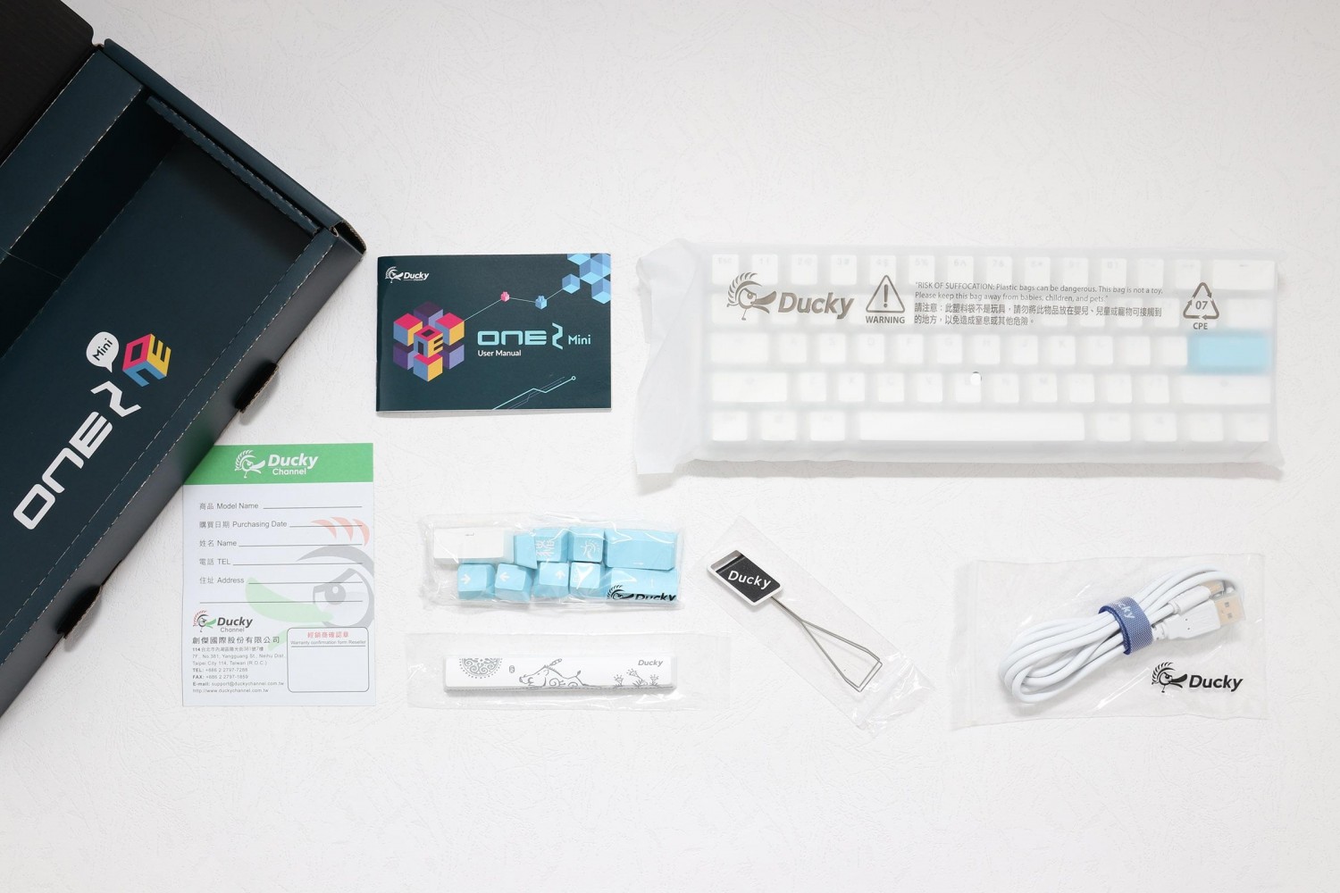 teclado_gamer_ducky_one_2_mini_pure_white_rgb_cherry_brown_rgb_double_shot_pbt_mecanico - Imagen completa 18